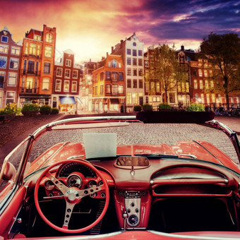 美丽的古董车街阿姆斯特丹荷兰