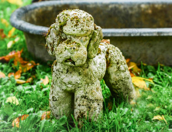 装饰石头雕塑贵宾犬狗