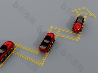 辊过山车不断上升的箭头形状的跟踪插图