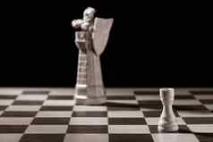 经典白色烟国际象棋一块形式中世纪的数字