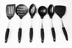 厨房餐具首页厨房工具黑色的橡胶配件白色背景