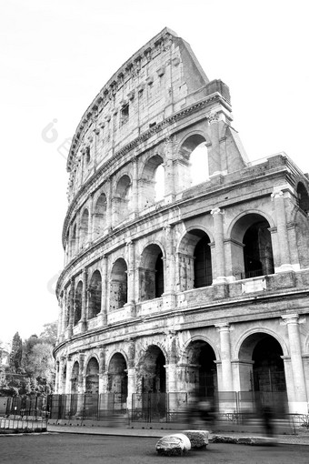 黑色的白色照片古老的<strong>罗马圆形大剧场罗马</strong>