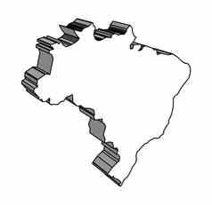 巴西孤立的轮廓地图