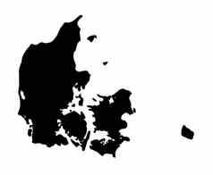 丹麦黑色的轮廓地图