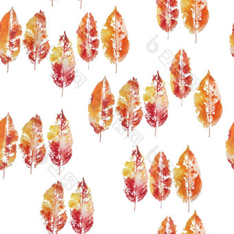 无缝的水彩手画模式邮票印记难看的东西秋天秋天叶叶子明亮的橙色黄色的红色的颜色云多云的天空<strong>自然</strong>森林木<strong>自然</strong>情人<strong>林地</strong>树叶