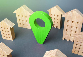 绿色位置指示器房子交付跟踪导航互联网的事情城市管理城市服务市政业务广告现代生态生活住房