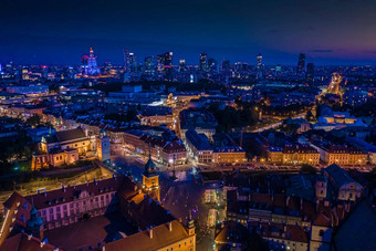 城市景观建筑体系结构小镇华沙空中视图建筑城堡教堂城市华沙