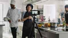 视频博客相机拍摄烹饪显示视频专业烹饪