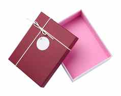 矩形白色纸板盒子红色的成员礼物包装孤立的白色背景