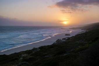 日落希望自然储备南非洲西方角美丽的海滩南非洲白色沙丘希望自然储备部分花园路线