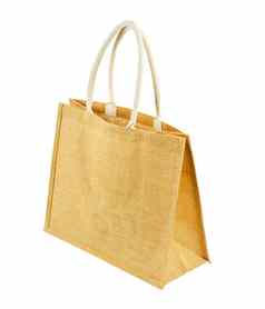 黑森黄麻袋可重用的棕色（的）购物袋循环处理孤立的白色背景