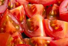 食物背景切片多汁的红色的西红柿填充空间