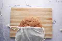 烤面包存储可重用的亚麻袋生态友好的浪费概念