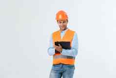 民事工程师建筑科技工人安全头盔检查建筑工程架构师概念