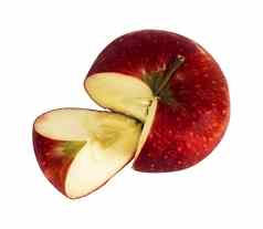 成熟的苹果水果部分减少白色背景隔离