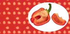 成熟的甜蜜的红色的胡椒减少块白色背景隔离胎盘足类文本红色的背景模板横幅