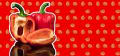 甜蜜的辣椒红色的减少块反射文本红色的背景模板横幅