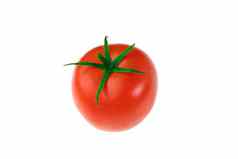 红色的番茄绿色马尾辫白色背景