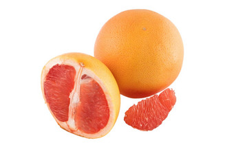 葡萄柚切片块葡萄柚白色背景隔离