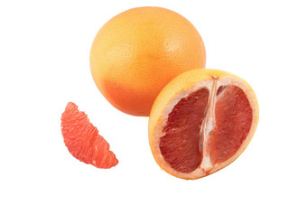 葡萄柚切片块葡萄柚白色背景隔离