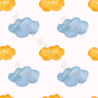 无缝的模式婴儿房间云蓝色的
