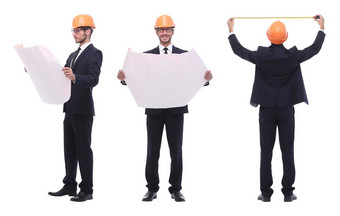 完整的增长成功的架构师工程师橙色头盔