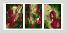 集绘画艺术石油绘画现代抽象刷中风绿色粉红色的花