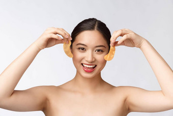亚洲美少年女人护理皮肤黄金眼睛面具补丁眼睛