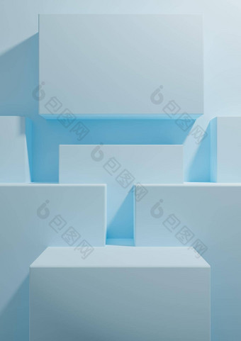 光柔和的婴儿蓝色的呈现产品显示背景简单的最小的几何壁纸讲台上站产品摄影广告演讲模板
