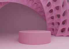 光柔和的薰衣草粉红色的呈现产品显示油缸站讲台上未来主义的摘要几何形状现代背景最小的作文模板
