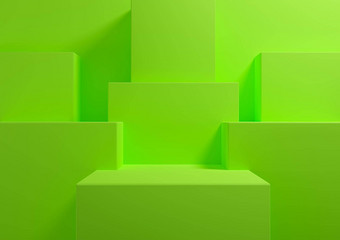 明亮的霓虹灯绿色呈现简单的最小的背景产品显示讲台上站演讲几何背景模拟模板壁纸美化妆品产品