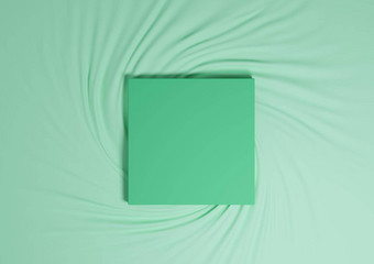 明亮的绿松石绿色呈现最小的产品讲台上前视图平躺<strong>纺织</strong>简单的背景广场站