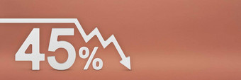45百分比箭头图指出股票市场崩溃熊市场通货膨胀经济崩溃崩溃股票横幅百分比折扣标志红色的背景