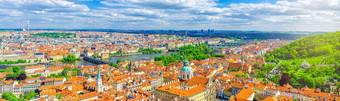 全景布拉格城市空中全景视图布拉格小镇历史中心