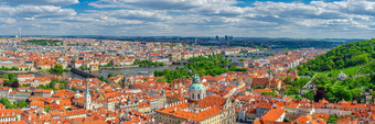 全景布拉格城市空中全景视图布拉格小镇图片