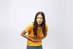 女人胃疼痛月经期抽筋腹部疼痛食物中毒