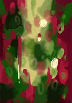 艺术石油绘画现代抽象刷中风绿色粉红色的花