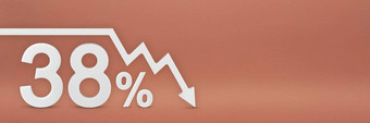 38百分比箭头图指出股票市场崩溃熊市场通货膨胀经济崩溃崩溃股票横幅百分比折扣标志红色的背景
