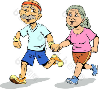 成熟的夫妇慢跑运行在户外