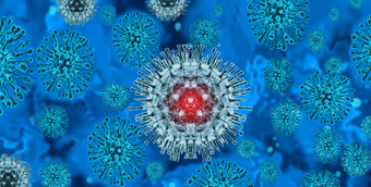 病毒背景猴痘概念特写镜头病毒分子蓝色的背景医疗背景病毒分子