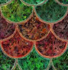 无缝的模式红色的绿色陶瓷瓷砖风景如画的纹理
