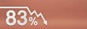 八十三年百分比箭头图指出股票市场崩溃熊市场通货膨胀经济崩溃崩溃股票横幅百分比折扣标志红色的背景