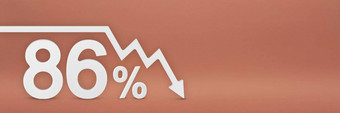八十六年百分比箭头图指出股票市场崩溃熊市场通货膨胀经济崩溃崩溃股票横幅百分比折扣标志红色的背景