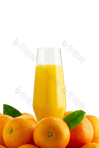 <strong>新</strong>鲜的<strong>橙色</strong>汁玻璃<strong>橙色</strong>水果孤立的白色广告概念包装设计