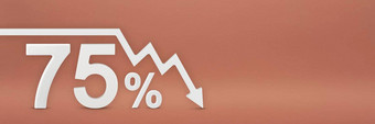 七十五年百分比箭头图指出股票市场崩溃熊市场通货膨胀经济崩溃崩溃股票横幅百分比折扣标志红色的背景