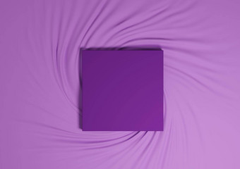 明亮的紫色的紫罗兰色的呈现最小的产品讲台上前视图平躺<strong>纺织</strong>简单的背景广场站