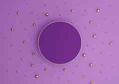 明亮的紫色的紫罗兰色的呈现奢侈品产品显示讲台上站最小的视图平躺作文黄金金玻璃球滴简单的背景
