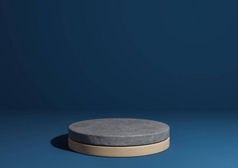 黑暗阿卡蓝色的呈现简单的产品显示自然最小的背景油缸讲台上站使混凝土木自然产品