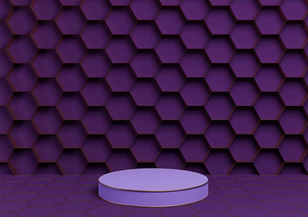黑暗紫色的紫罗兰色的呈现产品显示讲台上豪华的金蜂窝摘要背景油缸站最小的简单的模板自然奢侈品蜂蜜产品