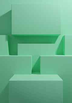 明亮的绿松石绿色呈现产品显示背景简单的最小的几何壁纸讲台上站产品摄影广告演讲模板